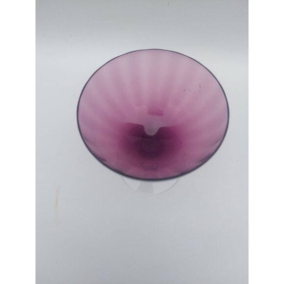 Fry Amethyst 4 7/8" Champagne Sherbet w Clear Twist Stem - Picture 3 of 5